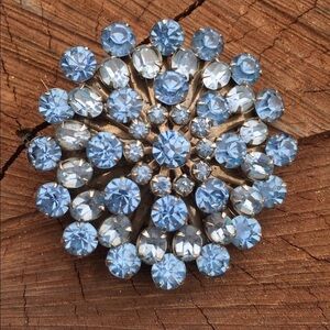 Blue Rhinestone Vintage Brooch